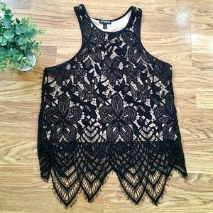 EUC Express black, nude cropped tank, high neck, M